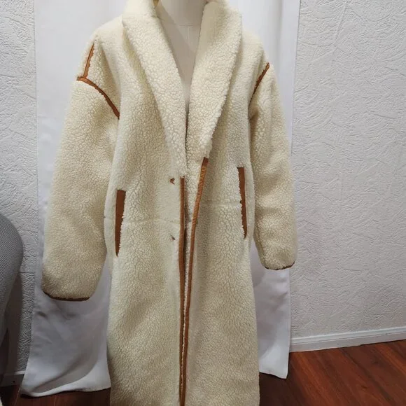 Madewell Sherpa Estate Cream and brown coat - Picture 2 of 5